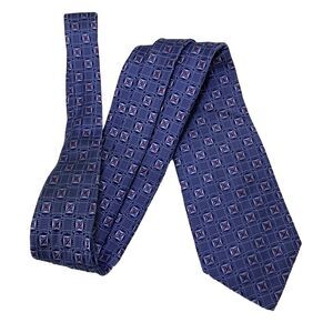 John W Nordstrom Necktie Silk Blue Red Squares Geometric Elegant Stars Corp Tie
